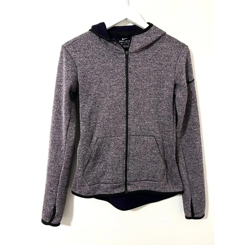 Nike Heathered Purple Dri-Fit Zip Up Fleece Hoodie Sweater Size‎ S